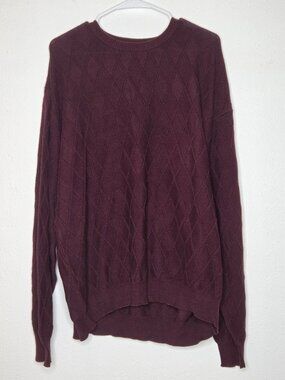 Vintage Knightsbridge Maroon Diamond-knit Pullover Sweater